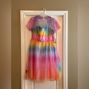 Unique Vintage Rainbow Midi Dress